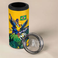 Personalized Brazil Soccer 4 in 1 Can Cooler Tumbler Toucan Football Mascot - Christ the Redeemer - Tropical Floral