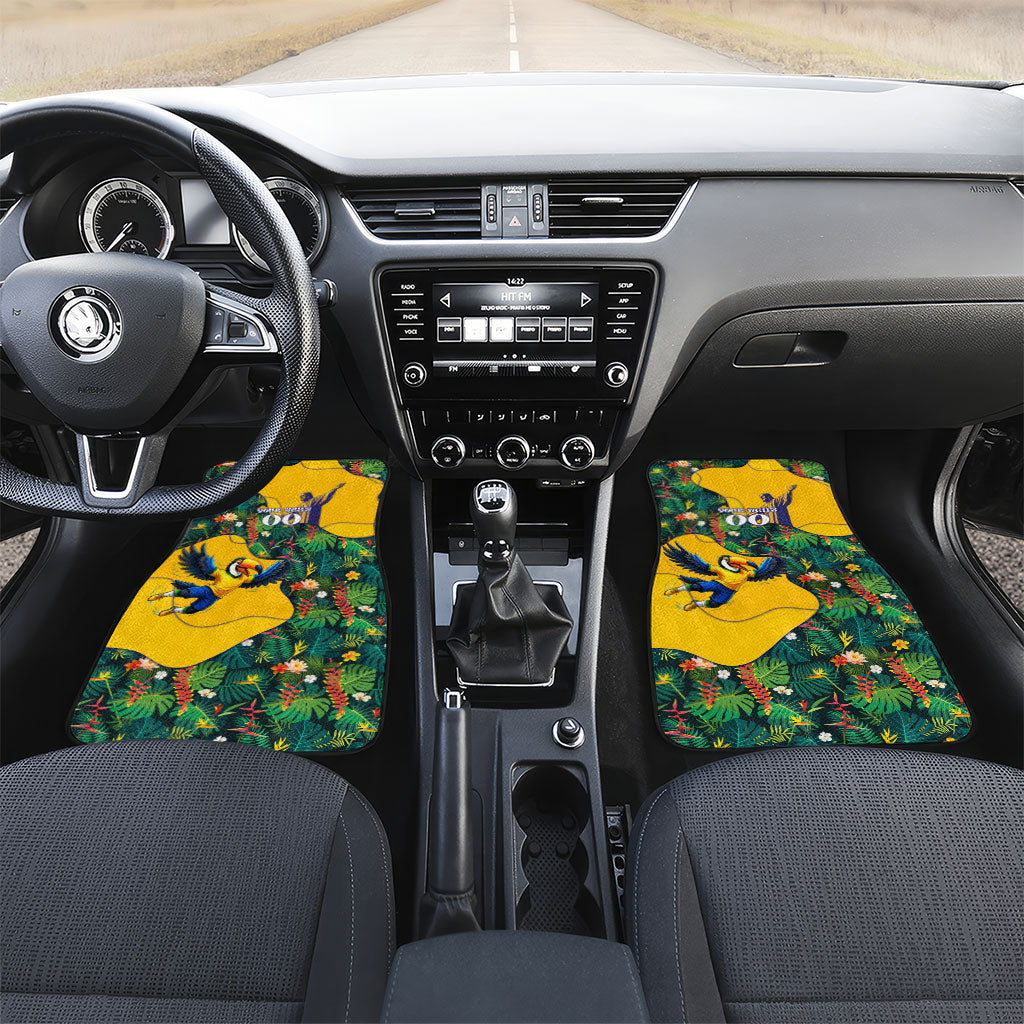Personalized Brazil Soccer Car Mats Toucan Football Mascot - Christ the Redeemer - Tropical Floral