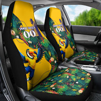 Personalized Brazil Soccer Car Seat Cover Toucan Football Mascot - Christ the Redeemer - Tropical Floral