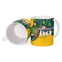 Personalized Brazil Soccer Ceramic Mug Toucan Football Mascot - Christ the Redeemer - Tropical Floral