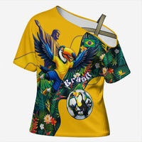 Personalized Brazil Soccer Cross Shoulder Shirt Toucan Football Mascot - Christ the Redeemer - Tropical Floral