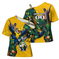 Personalized Brazil Soccer Cross Shoulder Shirt Toucan Football Mascot - Christ the Redeemer - Tropical Floral