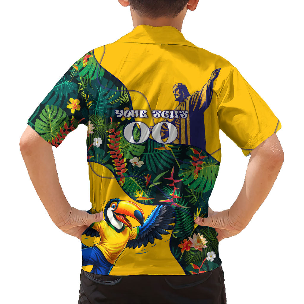 Personalized Brazil Soccer Hawaiian Shirt Toucan Football Mascot - Christ the Redeemer - Tropical Floral