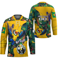 Personalized Brazil Soccer Hockey Jersey Toucan Football Mascot - Christ the Redeemer - Tropical Floral