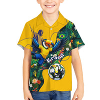 Personalized Brazil Soccer Kid Hawaiian Shirt Toucan Football Mascot - Christ the Redeemer - Tropical Floral