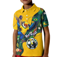 Personalized Brazil Soccer Kid Polo Shirt Toucan Football Mascot - Christ the Redeemer - Tropical Floral