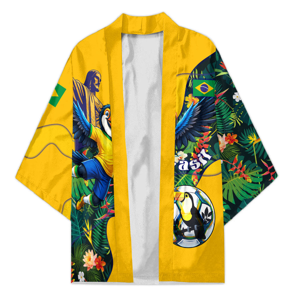 Personalized Brazil Soccer Kimono Toucan Football Mascot - Christ the Redeemer - Tropical Floral