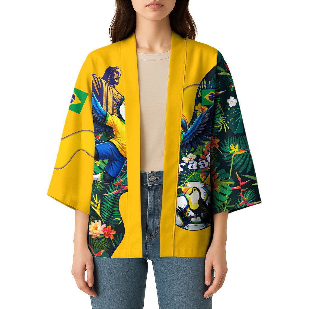 Personalized Brazil Soccer Kimono Toucan Football Mascot - Christ the Redeemer - Tropical Floral