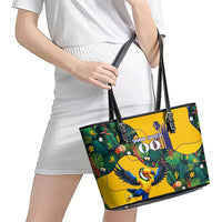 Personalized Brazil Soccer Leather Tote Bag Toucan Football Mascot - Christ the Redeemer - Tropical Floral