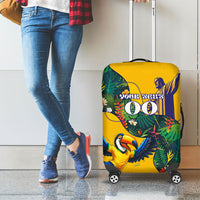 Personalized Brazil Soccer Luggage Cover Toucan Football Mascot - Christ the Redeemer - Tropical Floral