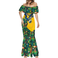 Personalized Brazil Soccer Mermaid Dress Toucan Football Mascot - Christ the Redeemer - Tropical Floral