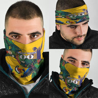 Personalized Brazil Soccer Neck Gaiter Toucan Football Mascot - Christ the Redeemer - Tropical Floral