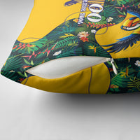 Personalized Brazil Soccer Pillow Cover Toucan Football Mascot - Christ the Redeemer - Tropical Floral