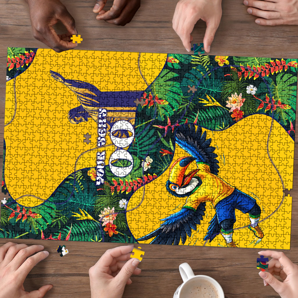 Personalized Brazil Soccer Puzzle Toucan Football Mascot - Christ the Redeemer - Tropical Floral