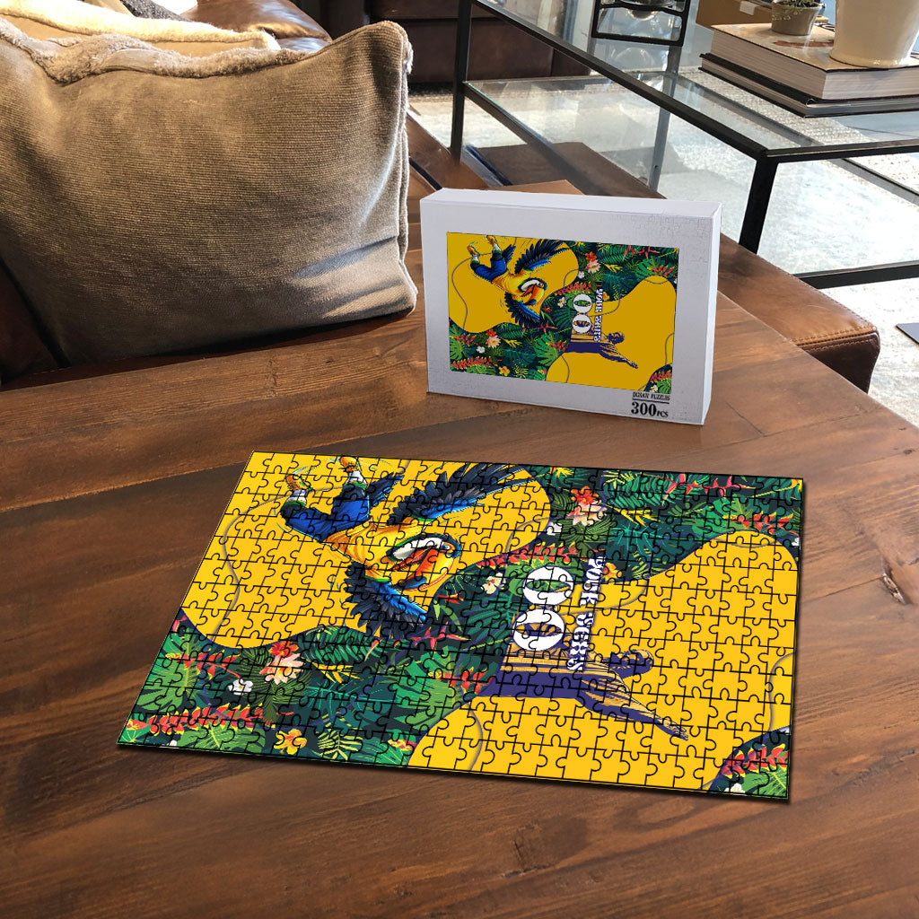 Personalized Brazil Soccer Puzzle Toucan Football Mascot - Christ the Redeemer - Tropical Floral