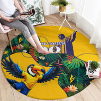 Personalized Brazil Soccer Round Carpet Toucan Football Mascot - Christ the Redeemer - Tropical Floral