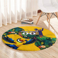 Personalized Brazil Soccer Round Carpet Toucan Football Mascot - Christ the Redeemer - Tropical Floral