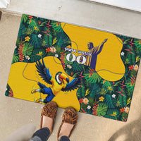 Personalized Brazil Soccer Rubber Doormat Toucan Football Mascot - Christ the Redeemer - Tropical Floral