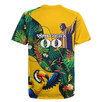 Personalized Brazil Soccer Rugby Jersey Toucan Football Mascot - Christ the Redeemer - Tropical Floral
