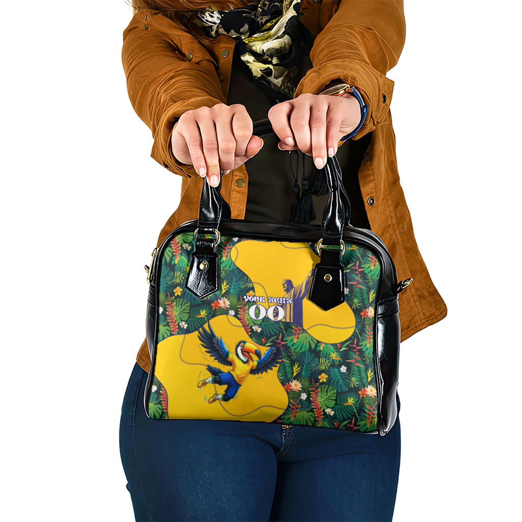 Personalized Brazil Soccer Shoulder Handbag Toucan Football Mascot - Christ the Redeemer - Tropical Floral