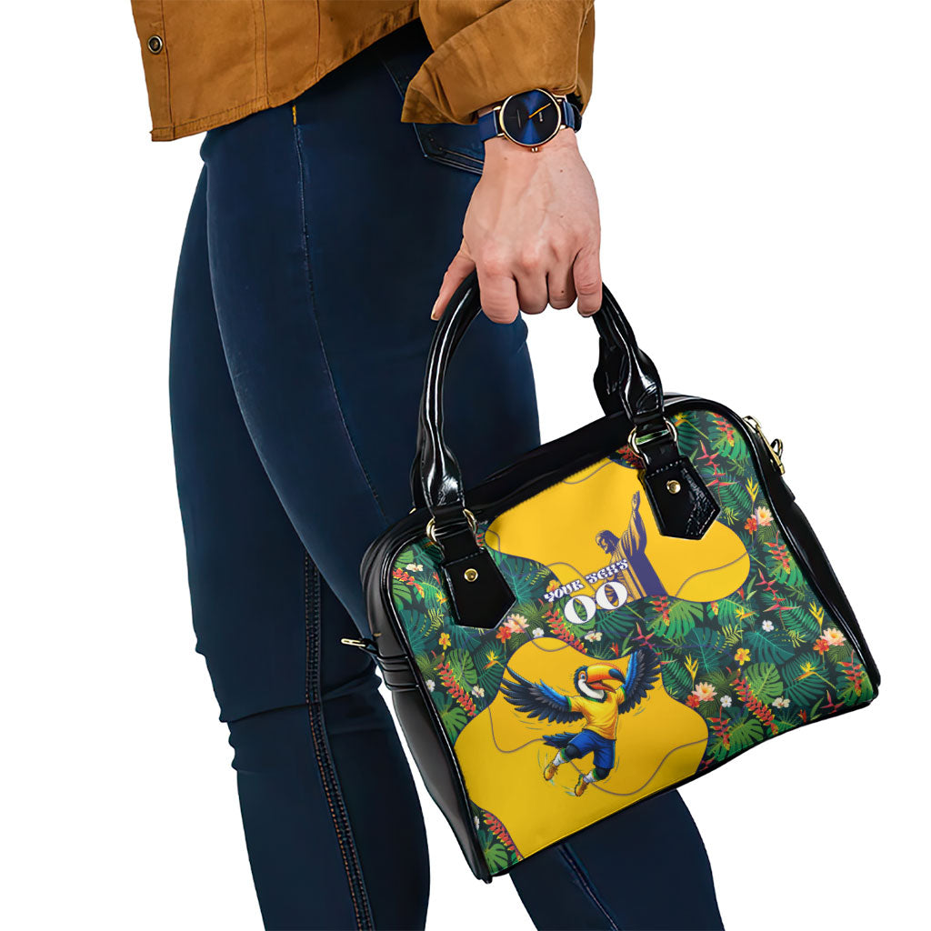 Personalized Brazil Soccer Shoulder Handbag Toucan Football Mascot - Christ the Redeemer - Tropical Floral