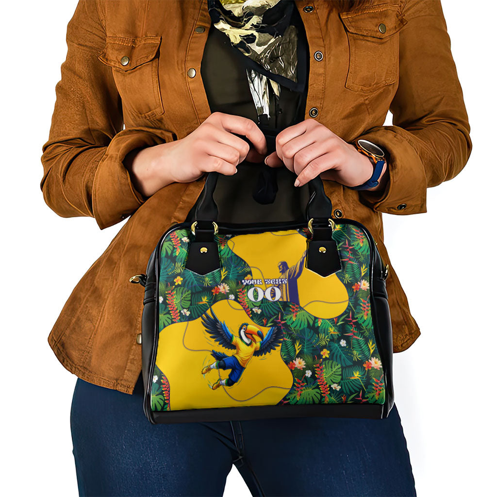 Personalized Brazil Soccer Shoulder Handbag Toucan Football Mascot - Christ the Redeemer - Tropical Floral