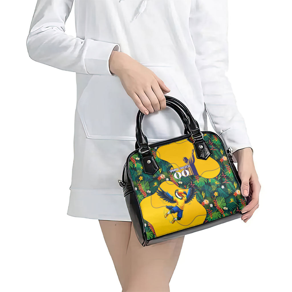 Personalized Brazil Soccer Shoulder Handbag Toucan Football Mascot - Christ the Redeemer - Tropical Floral