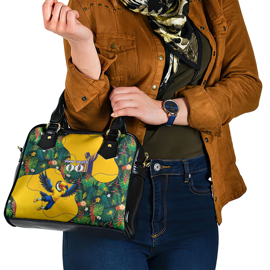 Personalized Brazil Soccer Shoulder Handbag Toucan Football Mascot - Christ the Redeemer - Tropical Floral