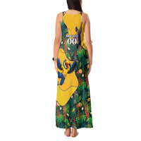 Personalized Brazil Soccer Tank Maxi Dress Toucan Football Mascot - Christ the Redeemer - Tropical Floral