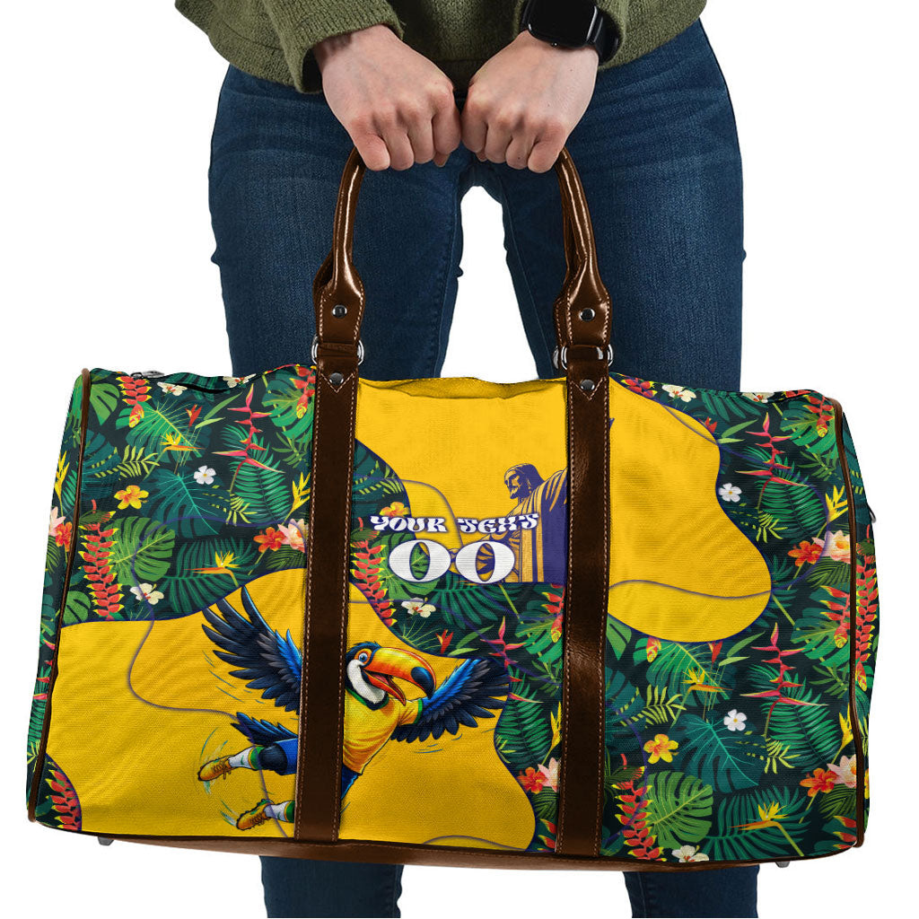 Personalized Brazil Soccer Travel Bag Toucan Football Mascot - Christ the Redeemer - Tropical Floral