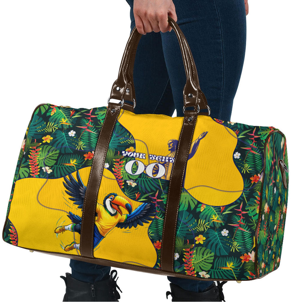 Personalized Brazil Soccer Travel Bag Toucan Football Mascot - Christ the Redeemer - Tropical Floral