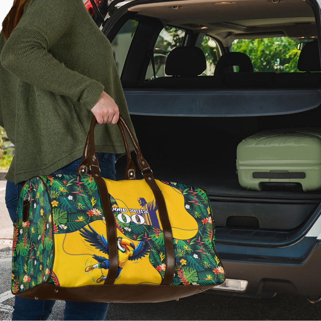 Personalized Brazil Soccer Travel Bag Toucan Football Mascot - Christ the Redeemer - Tropical Floral