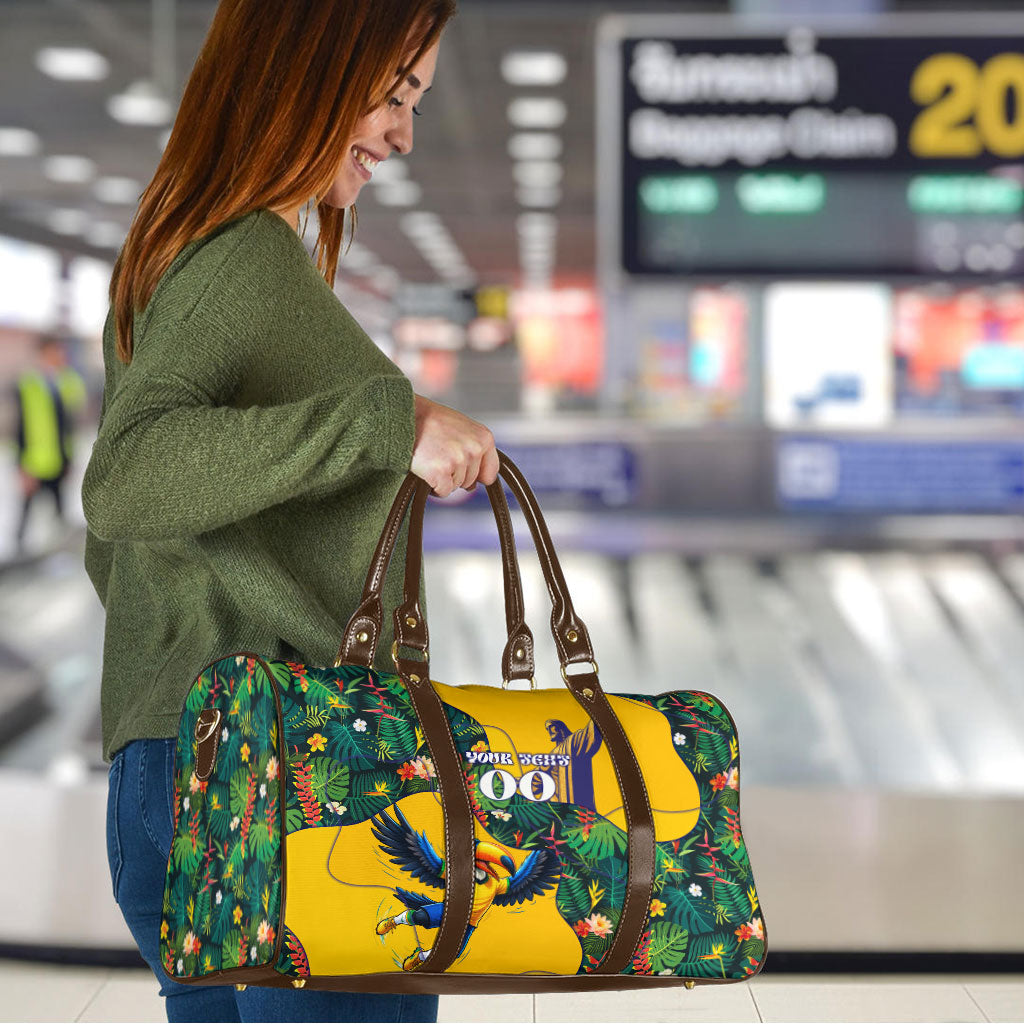 Personalized Brazil Soccer Travel Bag Toucan Football Mascot - Christ the Redeemer - Tropical Floral