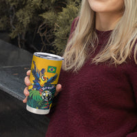 Personalized Brazil Soccer Tumbler Cup Toucan Football Mascot - Christ the Redeemer - Tropical Floral