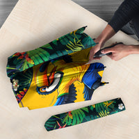 Personalized Brazil Soccer Umbrella Toucan Football Mascot - Christ the Redeemer - Tropical Floral