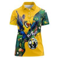 Personalized Brazil Soccer Women Polo Shirt Toucan Football Mascot - Christ the Redeemer - Tropical Floral