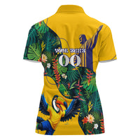 Personalized Brazil Soccer Women Polo Shirt Toucan Football Mascot - Christ the Redeemer - Tropical Floral