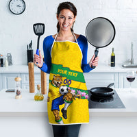 Personalized Brazil Soccer Apron Jaguar Football Mascot - National Flag and Floral Accents