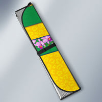 Personalized Brazil Soccer Auto Sun Shade Jaguar Football Mascot - National Flag and Floral Accents