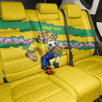 Personalized Brazil Soccer Back Car Seat Cover Jaguar Football Mascot - National Flag and Floral Accents