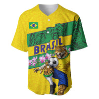 Personalized Brazil Soccer Baseball Jersey Jaguar Football Mascot - National Flag and Floral Accents