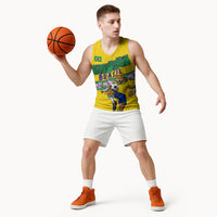 Personalized Brazil Soccer Basketball Jersey Jaguar Football Mascot - National Flag and Floral Accents