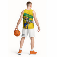 Personalized Brazil Soccer Basketball Jersey Jaguar Football Mascot - National Flag and Floral Accents