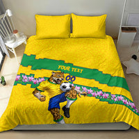 Personalized Brazil Soccer Bedding Set Jaguar Football Mascot - National Flag and Floral Accents