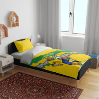 Personalized Brazil Soccer Bedding Set Jaguar Football Mascot - National Flag and Floral Accents