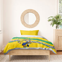 Personalized Brazil Soccer Bedding Set Jaguar Football Mascot - National Flag and Floral Accents