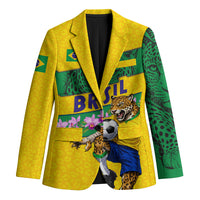 Personalized Brazil Soccer Blazer Jaguar Football Mascot - National Flag and Floral Accents