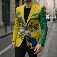 Personalized Brazil Soccer Blazer Jaguar Football Mascot - National Flag and Floral Accents