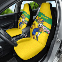 Personalized Brazil Soccer Car Seat Cover Jaguar Football Mascot - National Flag and Floral Accents