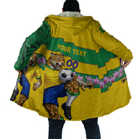 Personalized Brazil Soccer Cloak Jaguar Football Mascot - National Flag and Floral Accents